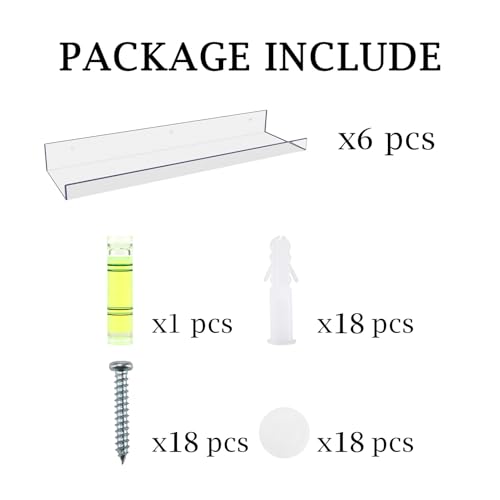 Save on RLAVBL 6 Pack Acrylic Floating Shelves with Code QZDU4IMP
