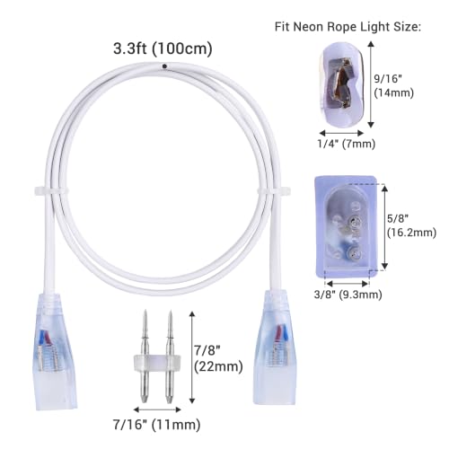 Image of Yescom BiLume 2700K 5-Set 3ft 2-pin Neon Rope Light Connector Jumper Cable