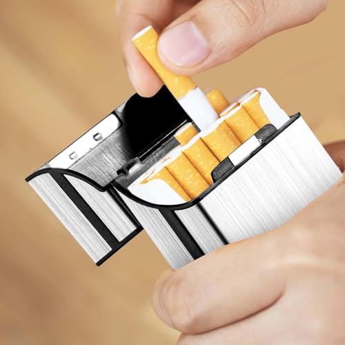 Image of Metal Cigarette Case,Cigarette Holder,Magnetic Opening Closure,Holds 20 Cigarettes (Silver)