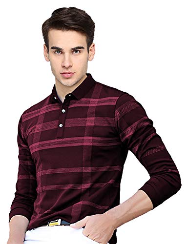 Image of EYEBOGLER Men's Polo Neck Full Sleeves Printed T-Shirt