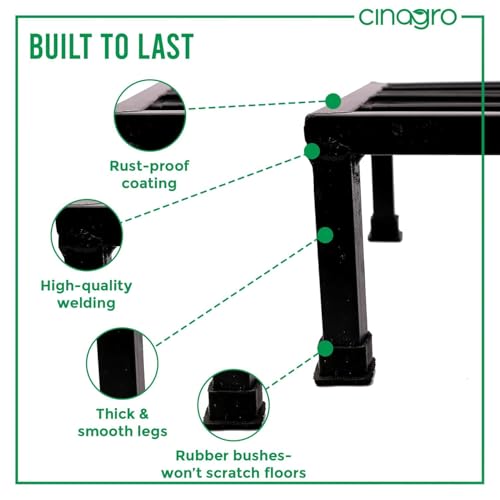 Image of CINAGRO Anti Rust Square Metal Plant Stand (Black, Pack of 4) - 9.84 inches, Strong Durable Plant Stands for Outdoor Balcony, Indoor Living Room, Gamla Planters for Home Decor