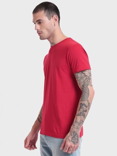 Image of Bewakoof Men's 100% Cotton Solid Regular Fit Half Sleeve Round Neck T-Shirt | Tshirt for Men Cotton| Casual Wear | Street Wear