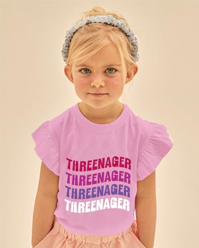 3rd Birthday Outfits for Girls 3 Birthday Shirts Ruffle Sleeve Dinosaur Butterfly Mermaid Tee Tops2