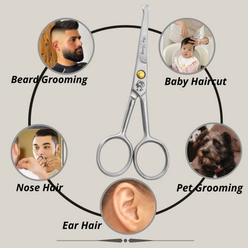 wishbeauty Kids Safety Round Tip & Curved Hair Scissors - Professional Salon & Barber Scissors for Baby (Silver, 4.5") - Image 4