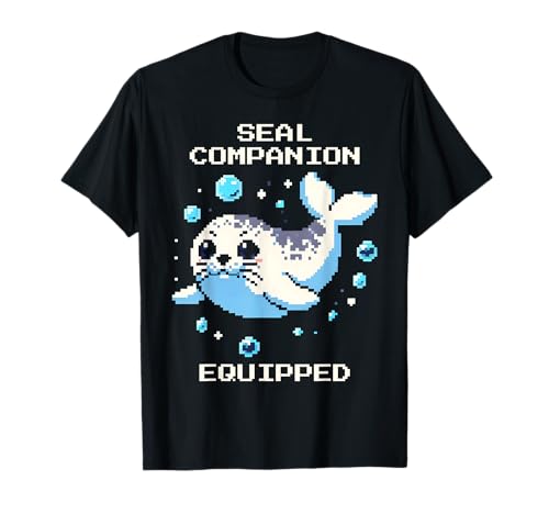 Compañero de Sello Equipado | Pixel Art Seal Retro Vibes Camiseta