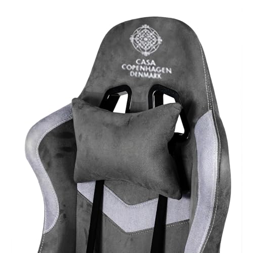 Image of Casa Copenhagen , Designed in Denmark,High-Back Italian Leather Gaming Ergonomic Chair with Footrest, Luxurious Memory Foam Seating & Multi Function Arm- Magistic Black & Grey