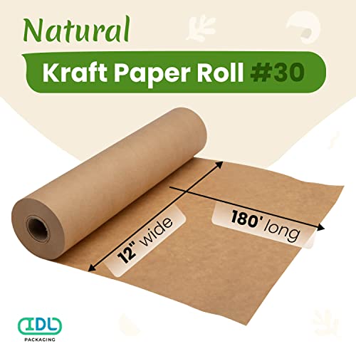 Idl Packaging - Kp-12 12" X 180' Brown Kraft Paper Roll For Packing, Tablecloth, Art And Other Projects #TOP1