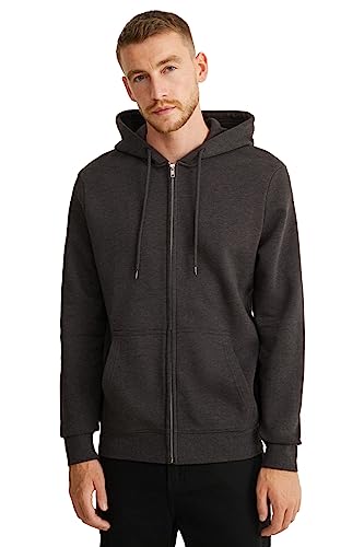 C&A Herren Hoody Sweatjacke Melange/Meliert anthrazit XL