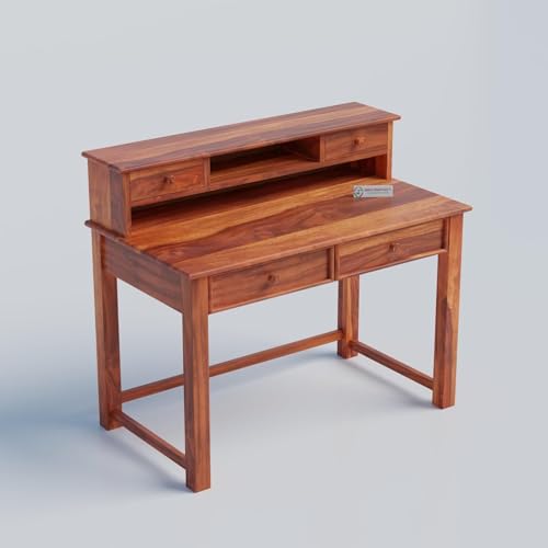 Image of Jangid Handicraft Solid Sheesham Wood Study Table for Adults | Wooden Writing & Computer Desk for Home & Office | Work from Home Table | Rosewood, Honey Finish