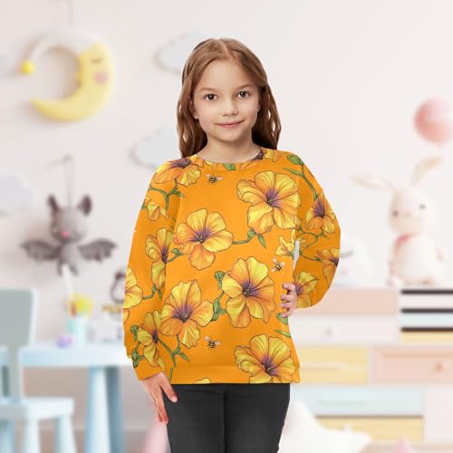 JUNZAN Beauty Petunia Orange Kids Girls Hooded Sweatshirt Crewneck Hoodies for Girls Camping 4T 5