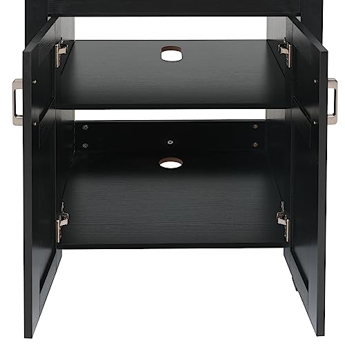 Artethys 24 Inch Bathroom Vanity Set - Combo Mdf Sink Cabinet Vanity With Counter Top Glass Vessel Sink Vanity And 1.5 Gpm Faucet (Single Vanity+Oval Golden Sink) #TOP7