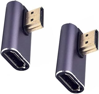 Kework 2 Pack 8K UHD HDMI Adapter, 48Gbps 3D HDMI 2.1 Version Extender, 90 Degree Left Angle HDMI 2.1 Male to HDMI 2.1 Female Extension Adapter Connector Coupler, Support 8K@60Hz 4K@120Hz, 7680*3420P