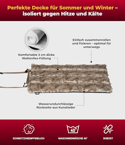 HS-Hundebett® Hundedecke Outdoor S (55x75 cm) wasserdichte Hundedecke waschbar – 3 cm Füllung – Ideal für Reisen und Zuhause – Taupe, Made in DE