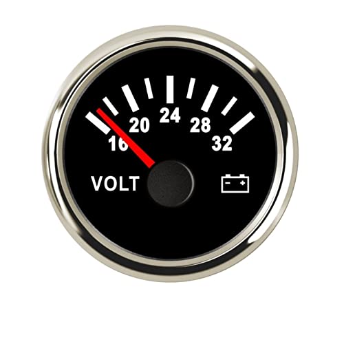SENEHGMLP(売店) トラックボートヨットのための52mmの自動電圧計316Lベゼルのオートバイの車の電圧計ボルトゲージ rv.電圧計12V 24V 自動車用電圧計(BS 16-32V)