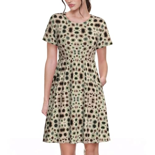 Robe trapèze avec poches motif Petoskey col rond femme