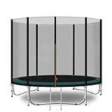 Baunsal® Trampolin Outdoor Ø 244 cm (EXD) grün-schwarz als Komplettset mit Federabdeckung, Sprungmatte, Netz und Leiter - Gartentrampolin Spielzeug für Kinder