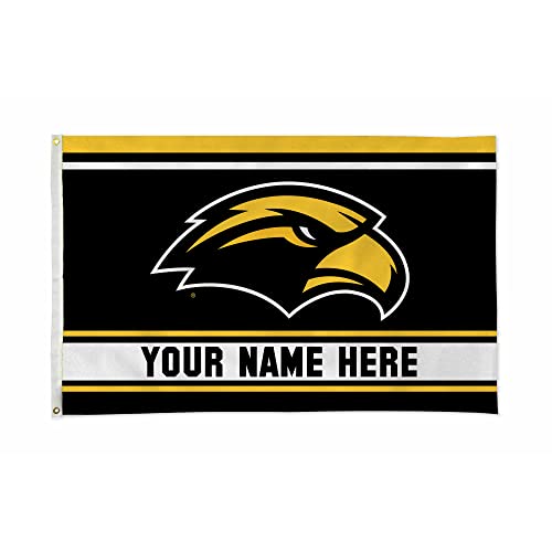 Rico Industries NCAA Southern Mississippi Golden Eagles Personalized - Custom 3' x 5' Banner Flag - Made in The USA - Indoor or Outdoor Décor