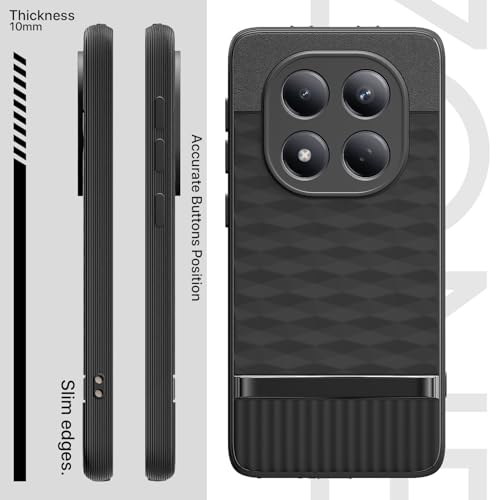 Image of Pikkme Back Cover for Redmi Note 15 Pro 5G Camera Protection 3D Hexa Cube Design Silicone Protective Bumper Case (Black)