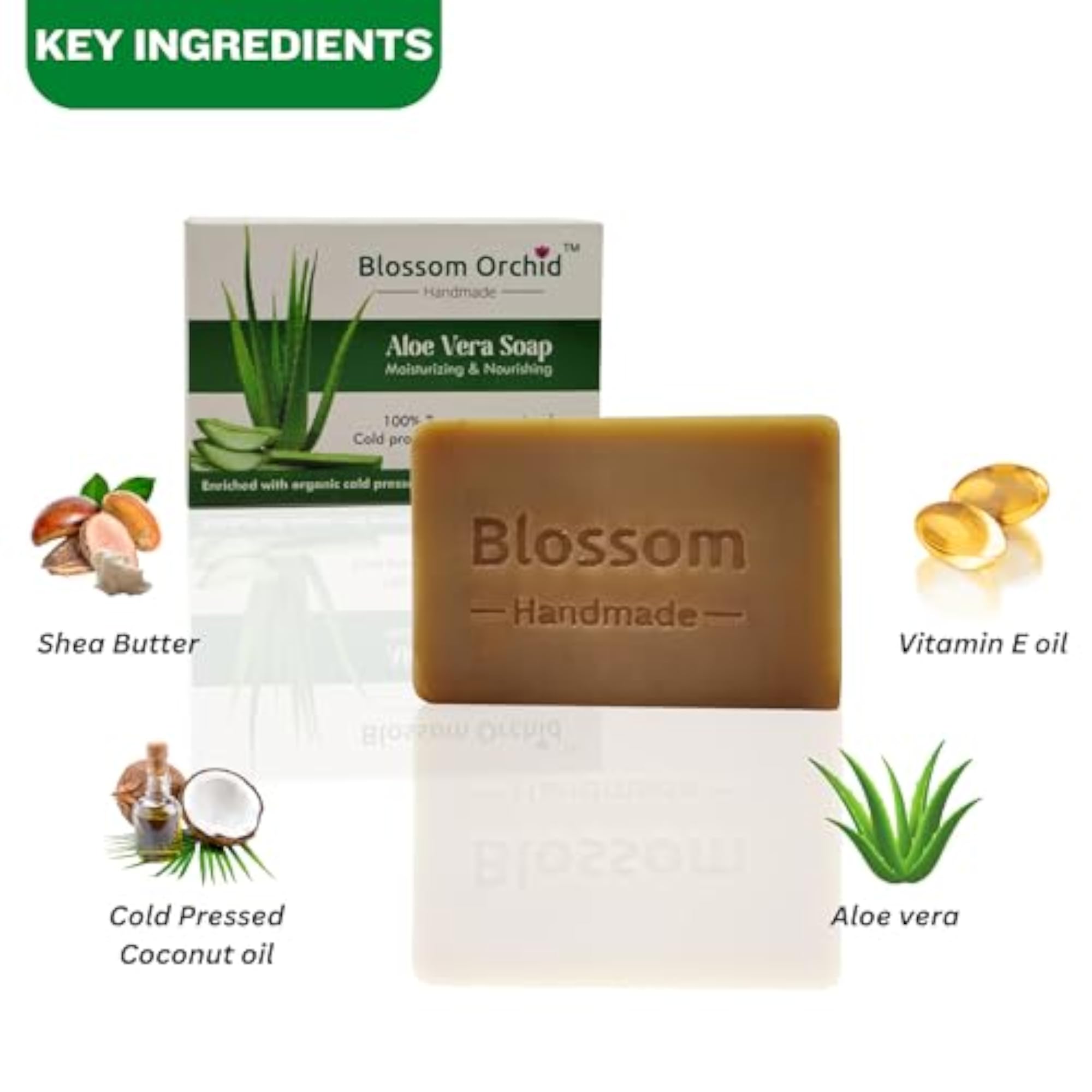 Aloe Vera Organic Soap, SLS/Paraben Free, Pack of 3