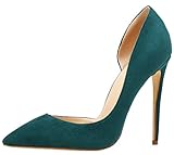  AOOAR Damen High Heels Mode Schuhe Dunkelgrün Wildleder Kleid-Partei Pumps EU 44