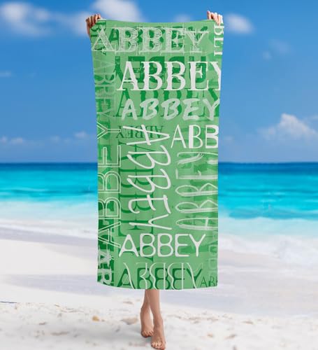Personalized Beach Towels for Kids & Adults, Custom Microfiber Pool Towel with Name, Customize Quick Dry Beach Towel for Beach, Pool, Camp, Vacation