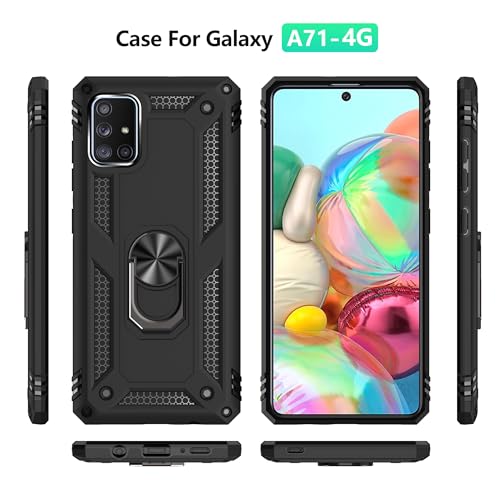 for Samsung A71 Phone Case with Screen Protector：Shockproof Silicone Protective with Kickstand for Samsung Galaxy A71 (Black) - Image 4
