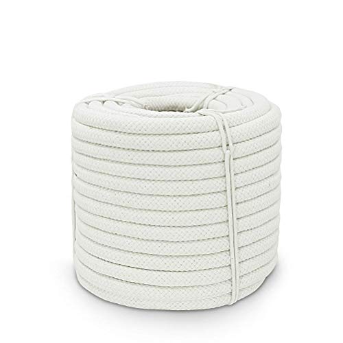 Aoneky Geflochtenes Baumwollseil 10/14/16mm, 15M/30M/60M - Makramee-Baumwollschnur aus Naturfasern für Dekoration, Hängematte, Boot, Sport (10mm x30M)