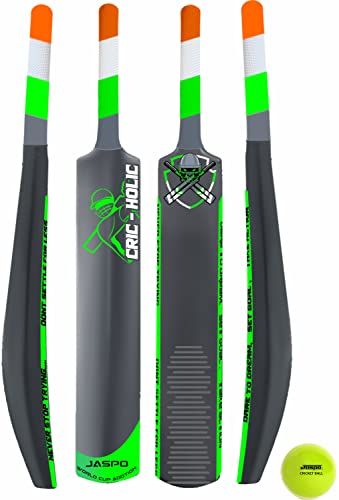 Jaspo Cric-Holic Senior Plastic Cricket Full Size Bat (34 X 4.5 Inch) for All Age Group with Soft Cricket Ball Combo