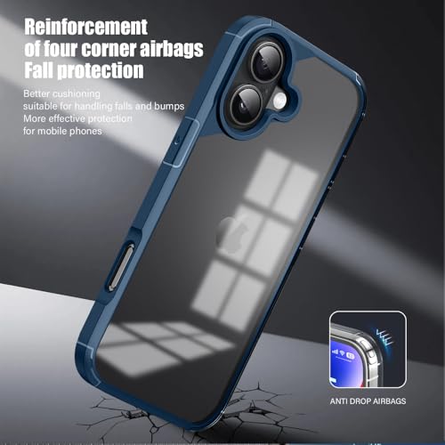 Image of KARWANBack Cover |Shockproof Bumper Case | Full Camera Protection | Raised Edges | Super Soft Side TPU | Bumper Case for iPhone 16 -Blue