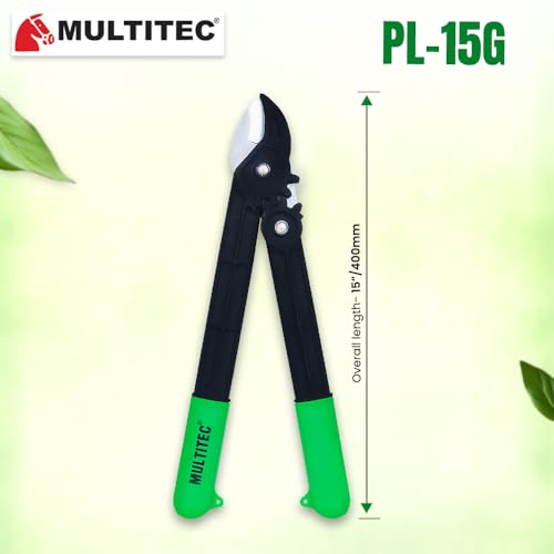 Image of MULTITEC 15 inch Power Geared Anvil Lopper | Stainless Steel Blade, High-Torque for 2 inch cutting | Compound Action, Durable Aluminum Handles, Non-Slip TRP Grip | Rust-Proof Pruning Tool - Effortless Cut