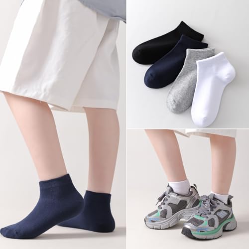 Image of EPEIUS Kids' Low Cut Ankle Socks Cotton Seamless Toe Sport Athletic Socks for Boys Girls White Black Navy 4 /8 Pack