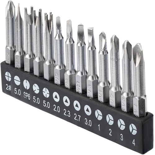 Fixinus 13-teiliges Speziell Geformtes Schraubendreher-Set, 1/4 Zoll Hex Magnetisches Stahl Bohrer-Bits, Kreuzschlitz U-förmiges Y-Typ-Dreieck-Innenkreuz Dreipunkt-Schraubendreher-Bits, 50mm Länge