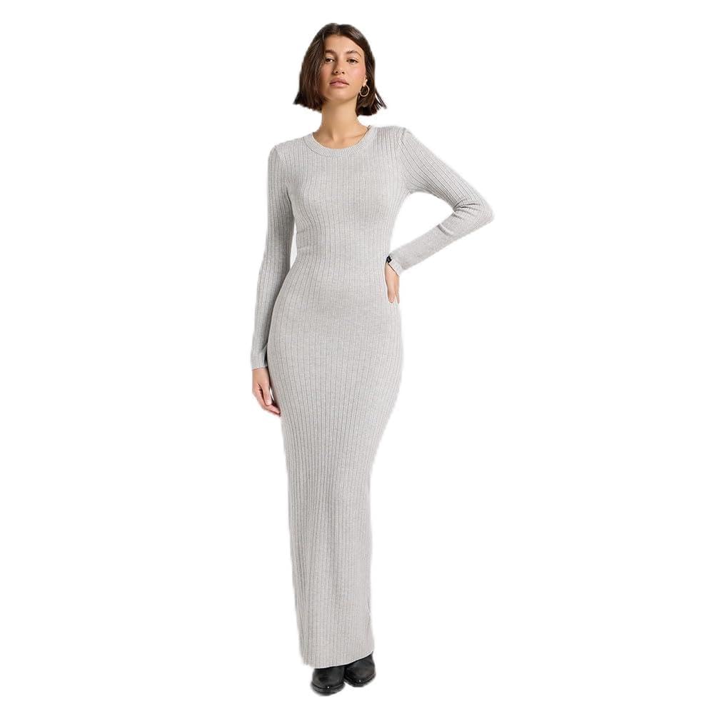 Lee - Vestido Mujer - Corte Regular - Crew Neck Maxi Dress - Gris Jaspeado