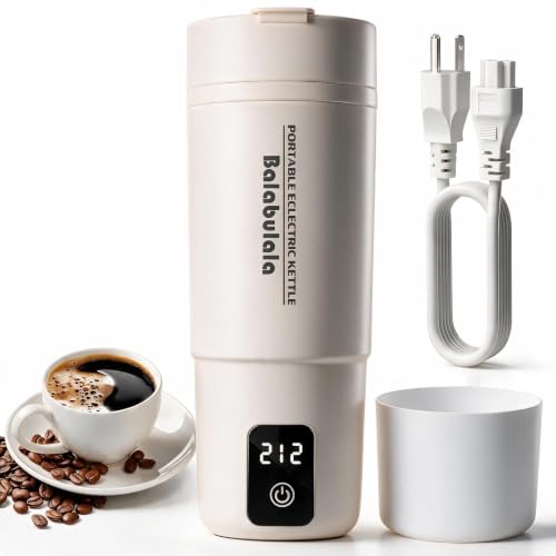 Image of Travel Electric Kettle, Balabulala Portable Water Boiler with 6 Variable Presets,Small Electric Kettle with Keep Warm Temperature Controls & Boil Dry Protection, 14oz,White