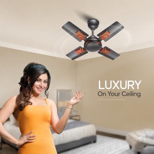 Image of LONGWAY Creta P1 600 mm /24 inch Ultra High Speed 4 Blade Anti-Dust Decorative Star Rated Ceiling Fan 2 Years Warranty (Smoked Brown, Pack of 1)
