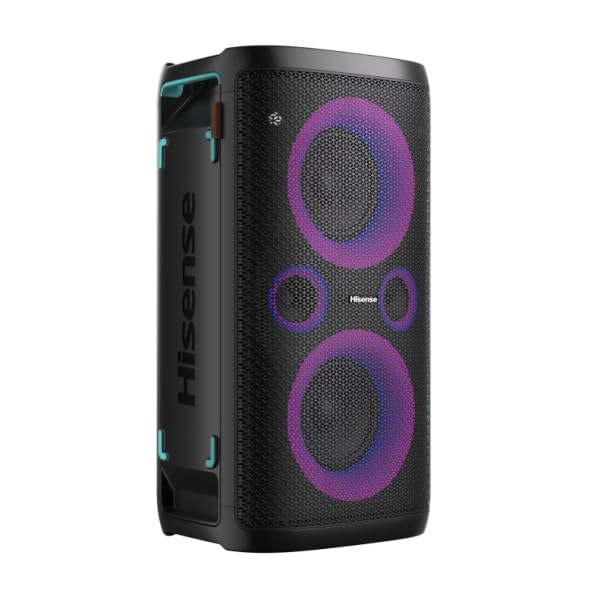 Hisense Party Storm, l'altoparlante Bluetooth con una potenza da 300W, woofer integrato,Modalita' Karaoke, wireless charging pad integrato, ingresso e uscita AUX, USB