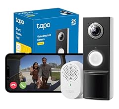 TP-Link Tapo Smart Video Doorbell Camera with Chime, Battery or Wired, 2K 5MP Color Night Vison, No Monthly Fee, 180° Ultra…