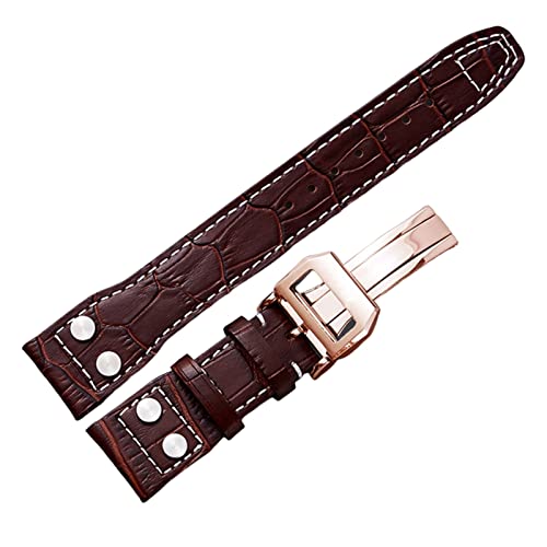 Bracelet montre IWC Pilote Mark cuir véritable 22mm, idéal pour un look aventurier urbain