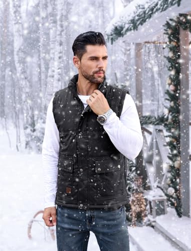MAGCOMSEN Men's Winter Vest Outerwear Fleece Lined Outdoor Vest Warm Sleeveless Jacket2