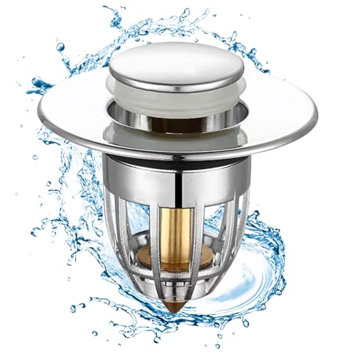 Xujuika Lavabo Bagno Universale Pop Up | Filtro per Lavello A Spinta | Tappi per Lavandino Bagno con Filtro Anti Clogging per Vasca da Bagno, Cucina, Lavabo, Facili da Installare E Pulire
