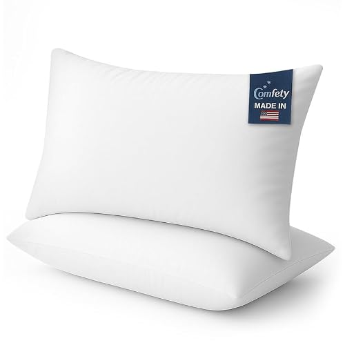 Comfety Luxury Down Alternative Bed Pillows Made in USA – Cotton Sleeping Pillow for Back & Side Sleepers