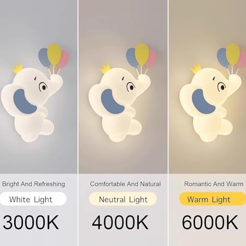Applique murale LED éléphant dimmable pour chambre enfant avec télécommande