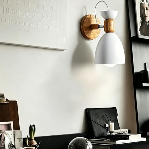 Lámpara de pared LED interior de madera moderna blanca para iluminación de pasillo 2