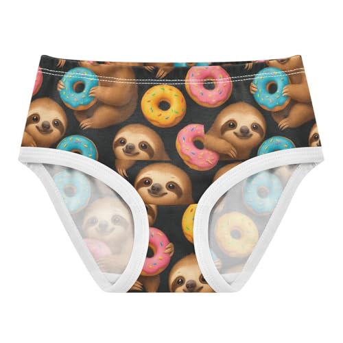 Joisal Pattern Girls Underwear Toddler 2t Cotton Little Girl Panties Cute Sloths Colorful Donuts Black Kids Briefs Undies