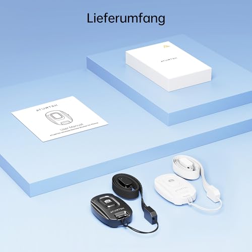 ATUMTEK Kameraselbstauslöser für iPhone und Android-Smartphones (2er-Pack), Drahtlose Fernbedienung für Fotos und Videos (Bluetooth 5.2), mit Handgelenkschlaufe, Schwarz und Weiß