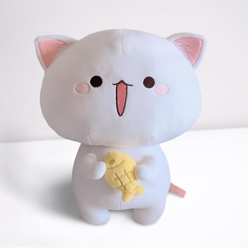 Image of Peach Cat Plush Cat Toy - Soft & Cuddly Peach Goma Stuffed Animal for Kids & Adults - Peach Plush