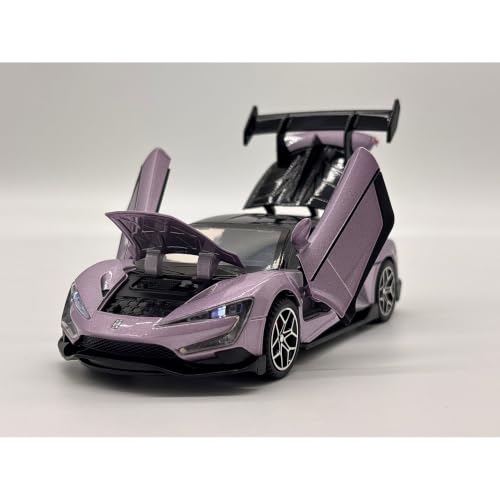Image of 1:32 Scale Die Cast BYD u9 Sports Car Model - Metal Body Pull Back Toy Car with Openable Doors, Realistic Design for Kids & Collectors (BYD U9 Style, Amethyst Purple Color)