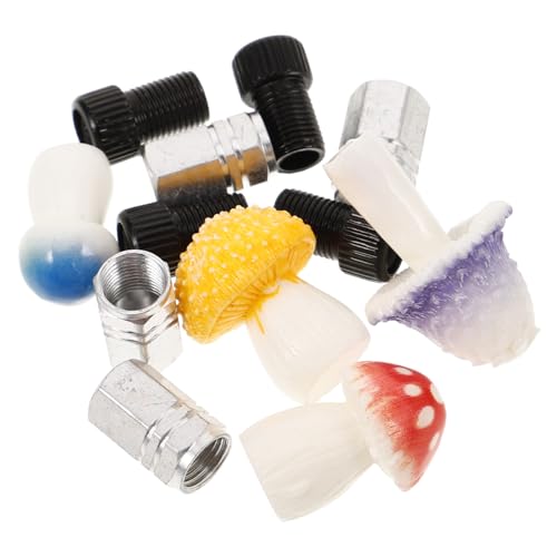 BESTonZON 4Pcs Cute Mushroom Shape Tire Valve Caps for Cars Bicycles Decorative Valve Stem Covers for Unique Wheel Aesthetic Compatible with Presta Valves