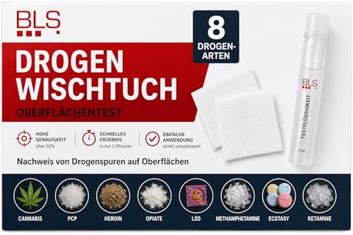 Oberflächen Drogentest – Wischtest für 8 Drogenarten – Schnelltest auf Drogenrückstände & Substanzen