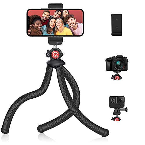 GooFoto Phone Tripod, Flexible Tripod for iPhone, Android Cell Phone and Camera, Bendable Mini Portable Holder for Video Recording/Vlogging/Selfie Black+Red